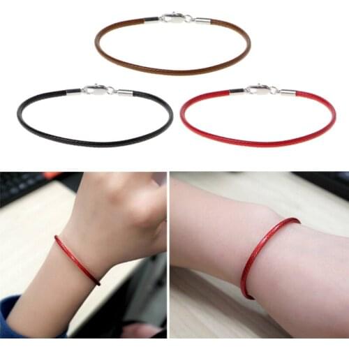 Braided Leather Bracelet Wristband With Lobster Clasp Charm Beads DIY Jewelry