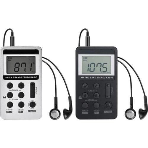 Portable Dual Band Stereo AM/FM Pocket Radio Digital Display Mini Radio Receiver with HiFi Earphones Replaceable Battery