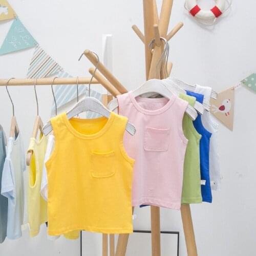 Baby Boys Casual Sleeveless T Shirt 2020 Summer New Childrens Boys Vest T Shirt Kids Korean Solid Top Tees Baby Clothes 2-7Y