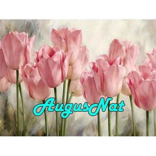 Pink tulips diamond painting full round flower daimand mosaic floral banquet diamant painting puzzle picture diamont embroidery