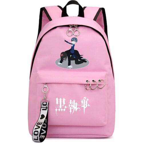 Black Butler Fashion Rucksack Boys Girls Schoolbag Packsack Casual Zipper Shoulders Laptop Bag Backpack Teenger Student Bookbag
