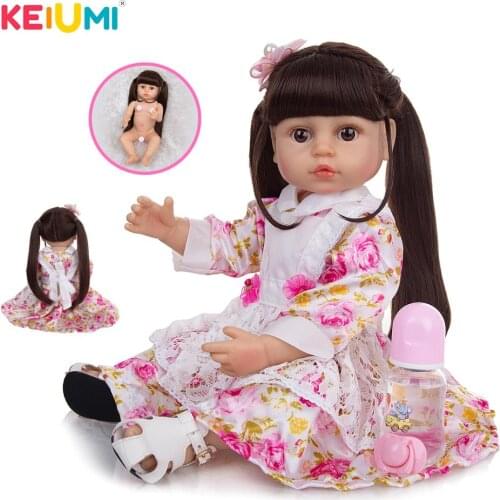 KEIUMI 55CM Full Silicone Reborn Baby Dolls Cute Girl Dolls Boneca Newborn Dolls Beautiful Toys For Children Birthday Gift