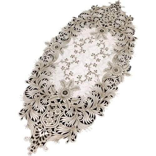 Luxurious champagne lace embroidery cloth art tablecloth oval table runner Table flag dust covers Placemat XYFH