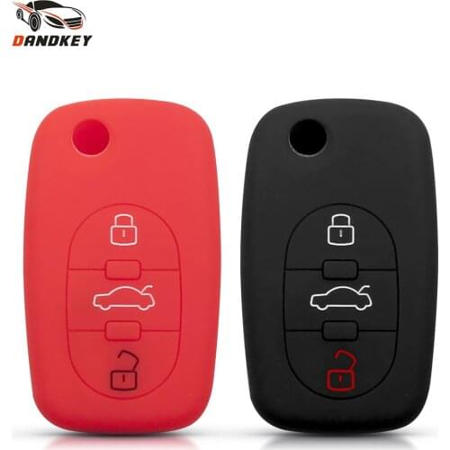 Dandkey Flip Folding Replacement Silicone Key Case Cover For Audi A2 A3 A4 A6 A8 TT S3 S4 S6 S8 RS4 Allroad Roadster Cabriolet