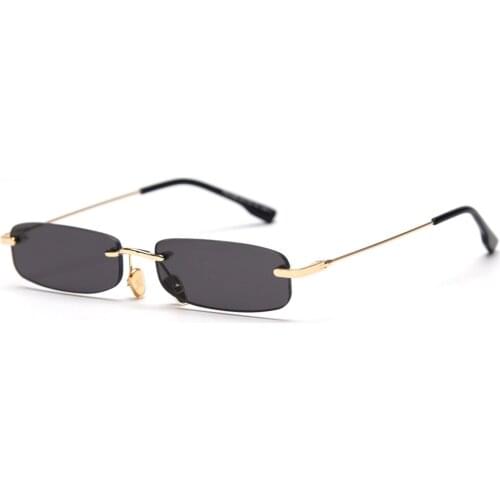 Veshion Retro Rimless Sunglasses Square Men Tinted Color Small Sun Glasses for Women 2020 Uv400 Summer Gift Metal Dropship