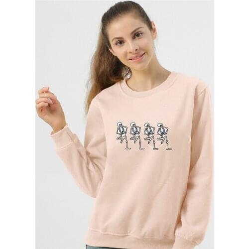 Hoodie Women Autumn Thick Loose Oversize Sweatshirt Harajuku Kawaii Skull Printed Funny Hoodies Thicken Hooded Pullover Female