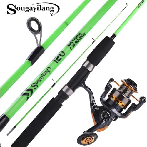 Sougayilang 120cm Spinning Fishing Rod with Spinning Reel Ultralight ABS Resin Body Travel Boat Rod Fishing Rod Combo Pesca