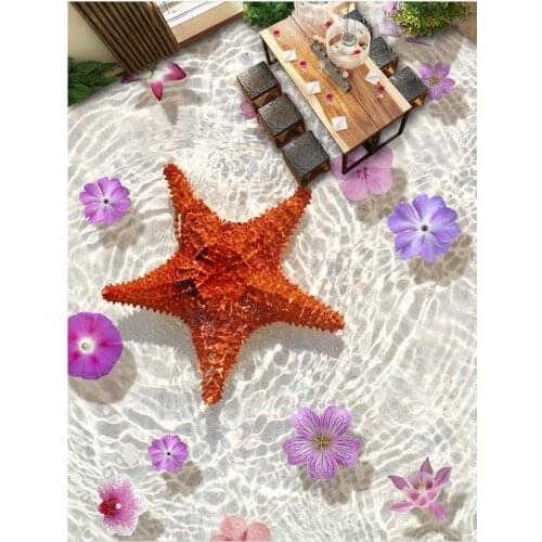 Photo wallpaper 3d flooring Starfish flowers self adhesive wallpaper for kids room vinyl flooring home decor