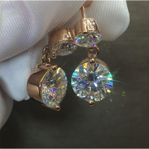 Huitan Dainty Drop Earrings for Women Gold Color Round Cubic Zirconia Simple Stylish Girls Daily Wear Accessories Trendy Jewelry