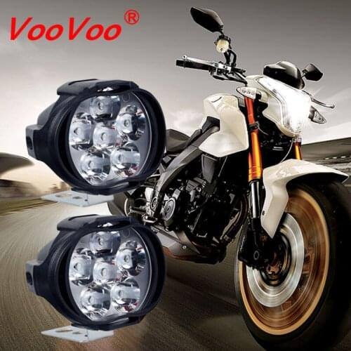 VooVoo 1 Pair Motorcycles Headlight 6500k White Bright 6 LED Working Spot Light Motorbike Fog Lamp 1200LM LED Scooters Spotlight