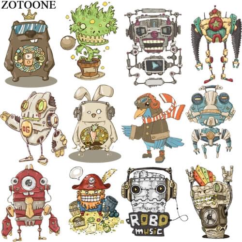 ZOTOONE Cool Robot Monster Patch Iron on Transfers for Clothing Applications DIY T-shirt Heat Transfers Appliques Stickers E