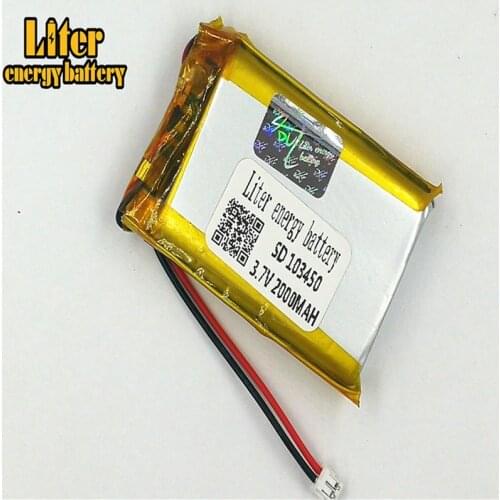 1.5MM 2pin connector Lithium Battery 103450 2000mah Rechargeable Li Polymer Battery PL LiPo Battery with Wires