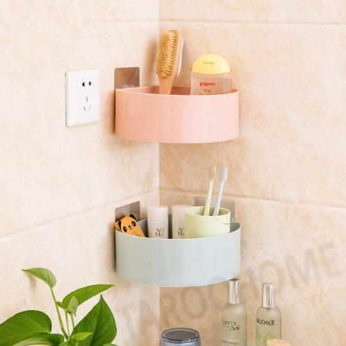 1pc Plastic Tripod Shelf Bathroom Shelf Shelf Kitchen Bathroom Toiletry Shelf Storage Rack Wall Holder