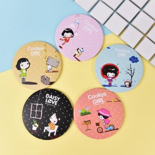 1Pc Multi Styles Round Makeup Mirror Cartoon Pattern Portable Compact Pocket Women Girl Cosmetic Small Compact Mirrors