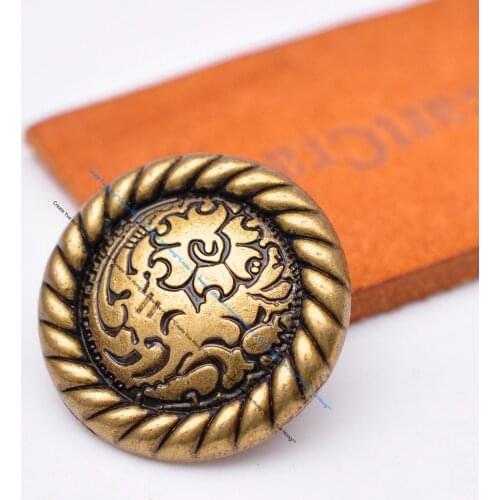 10PCS 1" Antique Brass Plated Flower Engraved BIG Rope Side DIY Leathercraft Hardware Saddle Concho Decor Screwback