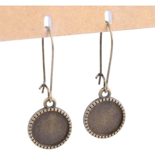 20pcs antique bronze 12mm cabochon earring dangle base setting blanks diy bezel accessories for earings making supplies