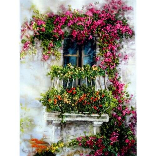 5D Diamond Painting Flower Window Diamond Embroidery Door Full Square/Round Mosaic Rhinestone Landscape Decoration