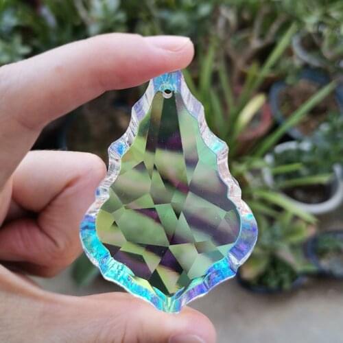 76mm Maple Leaf Crystal Suncatcher Chandelier Prism Pendant Lamp Beads Garland Home Wedding Window Decor Figurine DIY Ornament