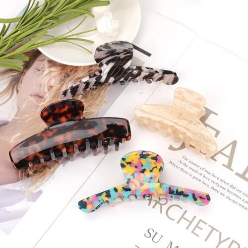 Acetate Colorful Plaid Hair Claws Crab Clamps Vintage Printing Hairpins Hair Clips Barrettes 2021 Fashion Hair Accessories