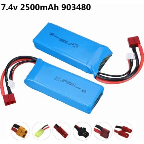 Lipo Battery 2S 7.4V 2500mah for Wltoys 12428 12423 1:12 RC Car Spare parts 7.4 V 903480 Toys Battery jst/T/banana plug