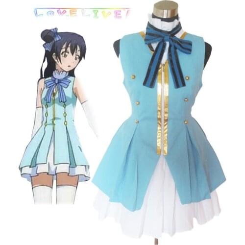 Unisex Cos Anime LoveLive! Sonoda Umi Lolita Sky Blue Cosplay Costumes Sets Maid Suit apron dress