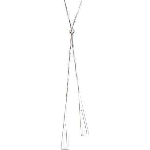 ANIWON 925 Sterling Silver Geometric Triangle Necklace For Women Adjustable Clavicle Chain Necklace Jewelry Gifts