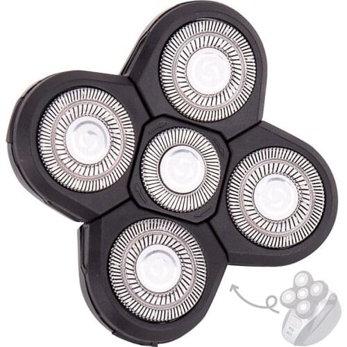 Mens Washing Hair Shaver Head Accessories Replacement 5 Heads Beard System Shaving Heads Fit Bald Shavers Ead Easy Install