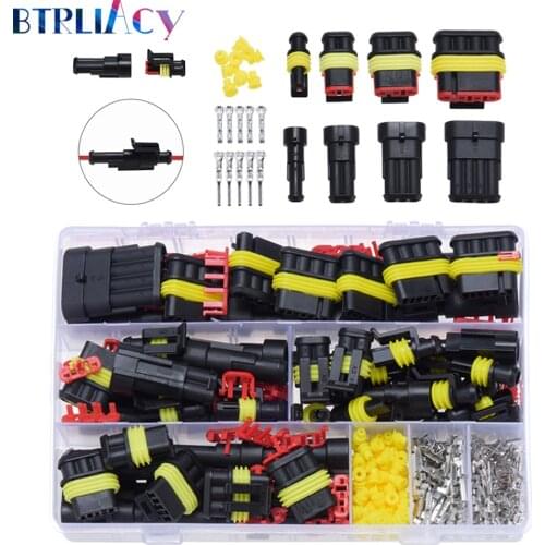 BTRLIACY Discount! 352Pcs HID Waterproof Connector Plug Terminals 1/2/3/4 Pin Car Electrical Wire Connector Plug Truck Harness