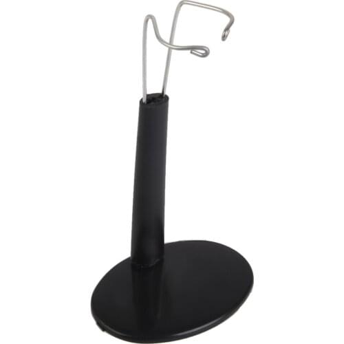 Black Adjustable Metal Stand Display Holder Plastic Base 3.1-3.5inch For Dollhouse Action Figures