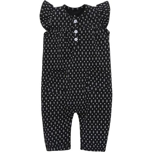 Citgeett Newborn Baby Girl Clothes Polka Dots Romper Jumpsuit Black Sunsuit Outfit Summer Casual Clothing