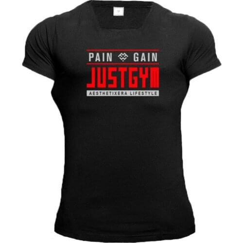 Musle Guys T-shirt Mens Bodybuilding Tees Summer Fashion Square Collar T Shirt Mens Breathable Fitness Short Sleeve T-shirt