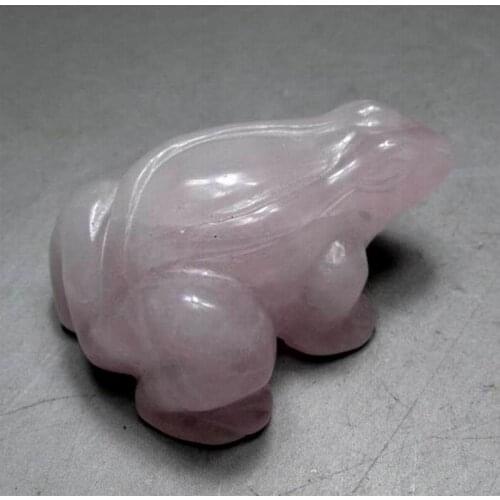 2.2"/54g Rose Quartz Frog Handmade Stone Carving - crystals and stones healing Mineral specimen Home Decor XX0322/01