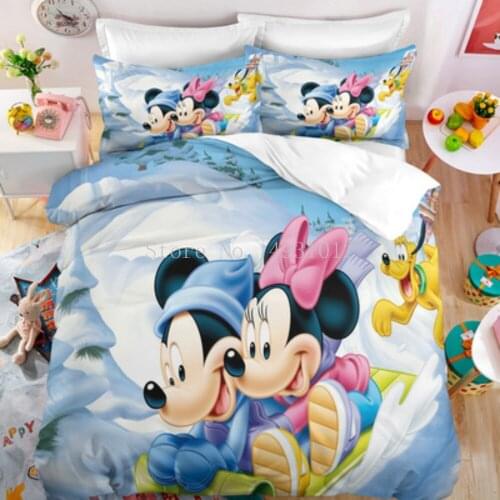 Disney Mickey Minnie Bedding Set Cartoon Duvet Cover Twin Full Queen King Size Decorative Kids Girls Boys Adult Couple Bedlinen