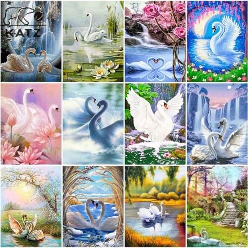 Swan Diamond Painting Kit Lake Dream Embroidery Crossing Landscape Diy Mosaic Art Animal Portrait Cross Stitch Home Decoration