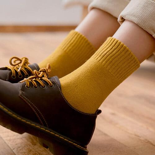 Female Winter Warm Socks Solid Color Leisure Cotton Socks Thickened Home Floor Socks For Women Sleep Sox Christmas Gifts