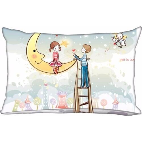 New Small fresh love Pillowcase Custom Zippered Rectangle Pillow Cover Cases Size 40x60cm (Two sides) T831&w#QW28