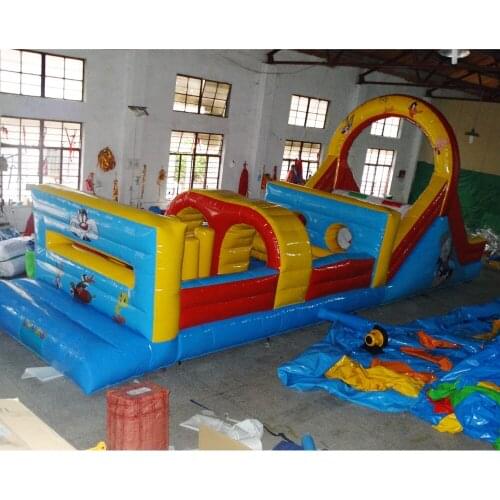New style kids sports castle inflatable slide bounce climbing with obstacle amusement park