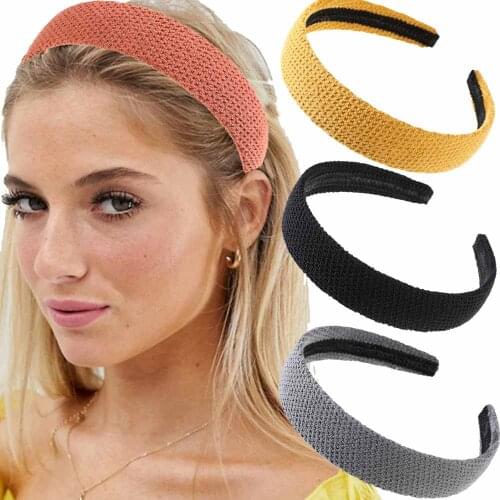 Haimeikang Solid Color Knitting Headbands Women Hair Hoop Fashion Girls Hair Band Hairbands Elastic Bezel Hair Accessories