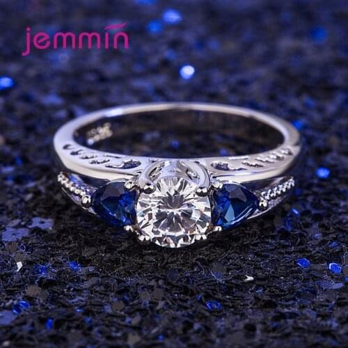 Luxury 925 Sterling Silver Engagement Rings For Women CZ Crystal Fashion Jewelry Love Ring Wholesale