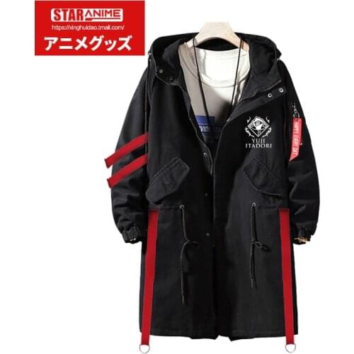 Anime Jujutsu Kaisen Surrounding Yuji Itadori Autumn Casual Loose Coat Large Size Mid-length Trench Coat