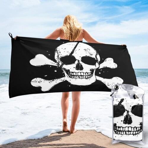 Bathing Towel Black Pirate Flag Bath Wearable Towel Dress Fast Drying Beach Spa Magical Nightwear Sleeping