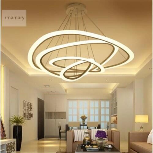 Rmamary Modern pendant lights living room dining room 4/3/2/1 Circle Rings acrylic LED Lighting Lamp 110-230V fixtures pendant