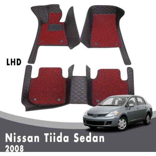 Luxury Double Layer Wire Loop Car Floor Mats Carpet For Nissan Tiida Sedan 2008 Auto Custom Styling Waterproof Decoration Rugs