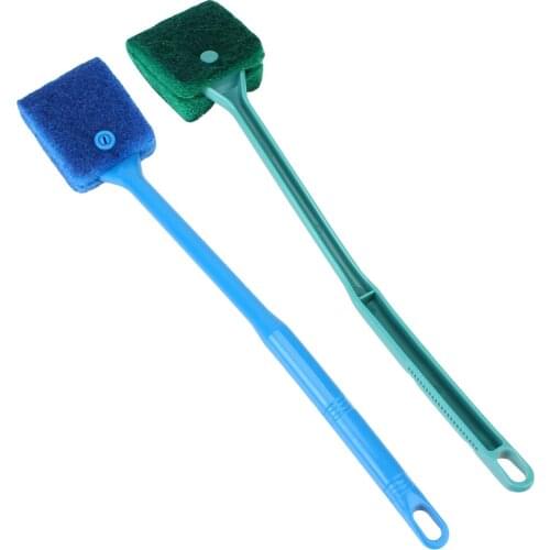 Fish Tank Glass Brushes Window Algae Scraper Sponge Cleaning Tools Long Handle Double-sided Brush Aquarium Accessories