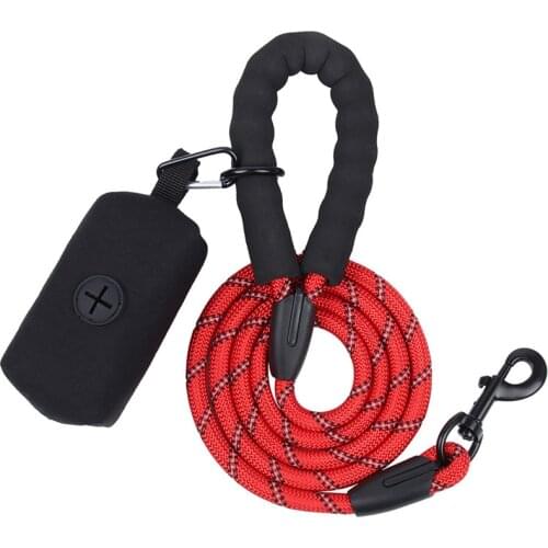 Dog Leash Reflective Leashes for Dogs Walking Nylon Dog Leashes Soft Handle Dogs Leash and Waste Bag Dispenser Set Waste Carrier