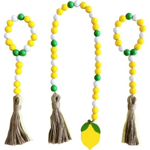 Tassel String Home Decoration Hemp Rope Beaded Tassels Rural Europe And America 3-piece Set Wooden Prayer Beads Garland