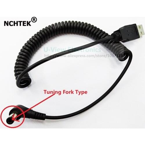 NCHTEK 90 Degree Angled DC 5.5x2.5MM Tuning Fork Male to USB 2.0 A Male Spring Coiled Power Extension Cable/Free Shipping/10PCS