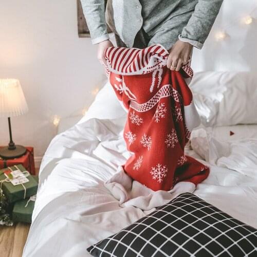 Drop ship Hot Sale Knitted Christmas socks Sleeping bag Wrap TV Sofa plaids throw Blanket Adult crocheted bag Bedding 50*160cm