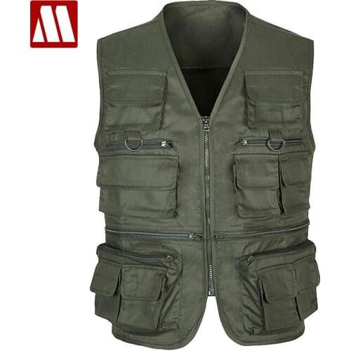 2021 Multi Function Vests High Quality Casual Mens Multi Pocket Photography Vest Sleeveless Military Jacket Travel Waistcoat