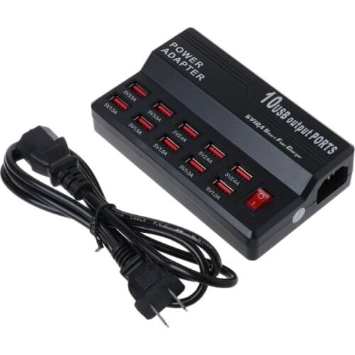 1Set 10 Ports USB Charger Multi Ports Smart Charging Station Hub For Mobile LX0B